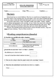 English Worksheet: 7 th form end of semester Test N2