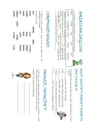 English Worksheet: Must, Should, American English and Compound nouns
