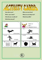 English Worksheet: Activity cards speaking