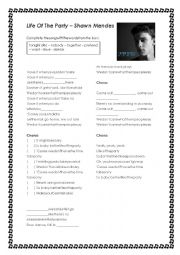 English Worksheet: Life Of The Party - Shawn Mendes