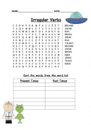 Irregular Verbs Word search