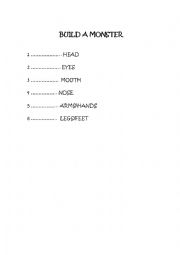 English Worksheet: build a monster