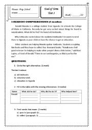 English Worksheet: end-of-term test 3 for 7th form