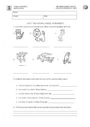 English Worksheet: Animals and their characteristics