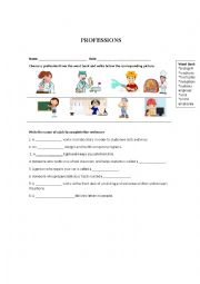 English Worksheet: Professions