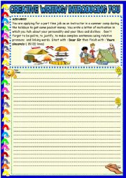 English Worksheet: Introducing you: creating writing