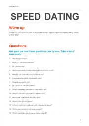 English Worksheet: Speed dating