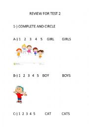 English Worksheet: Plural and Prepositions