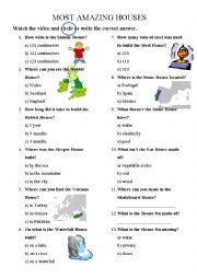 English Worksheet: Most amazing houses