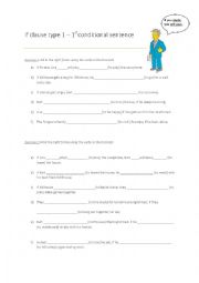 English Worksheet: if clause type 1 practice sheet