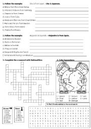 English Worksheet: Countries & Nationalities