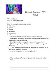 English Worksheet: Listening Activity - TED TALK Richard Branson