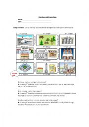 English Worksheet: Giving directions+prepositions of place