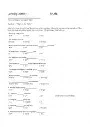 English Worksheet: Music: recognizing words - Survivor - 