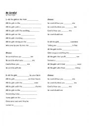 English Worksheet: Be Careful by Patty Griffin (Song listening activity)