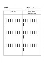 English Worksheet: Adding -ing