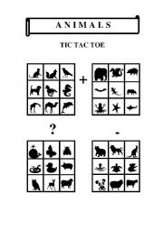 English Worksheet: Tic Tac Toe - Animals