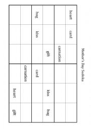 English Worksheet: Mothers Day Sodoku