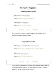 English Worksheet: Passive Progressive
