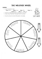 English Worksheet: Weather Wheel with activities
