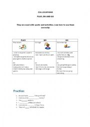 Collocations Play, Do and Go
