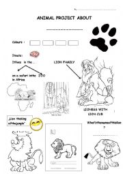 English Worksheet: Project about lion