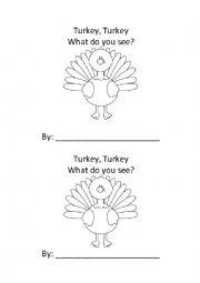 English Worksheet: Turkey, Turkey, What Do You See?