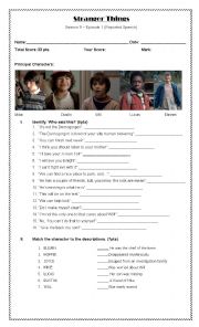 English Worksheet: Stranger Things - Reported Speech