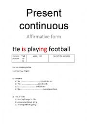 English Worksheet: Present continuous 