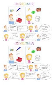 English Worksheet: possessive adjectives: look and complete