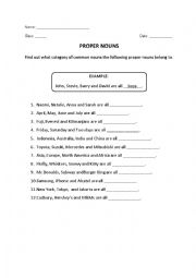 English Worksheet: Common and Proper Nouns