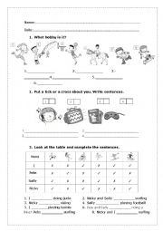 English Worksheet: hobbies test