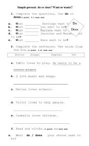 English Worksheet: Simple present  