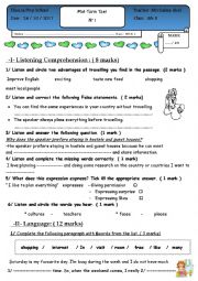 English Worksheet: mid semester test N1