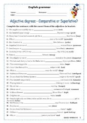 English Worksheet: Adjective degrees - worsheet 2