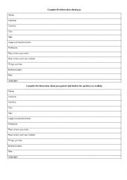 English Worksheet: Basic Personal Info