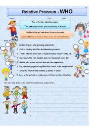 English Worksheet: Relative Pronoun - WHO