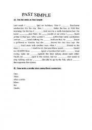 English Worksheet: Past Simple gap story