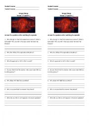 English Worksheet: Stranger Things 2