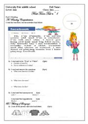 English Worksheet: first term test