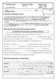English Worksheet: Mid Semester Test1