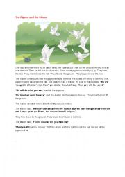 English Worksheet:  The pigeon and the mouse