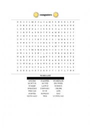 Computer vocabulary wordsearch