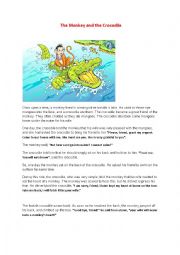 English Worksheet: The monkey and the crocodile 