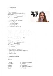 English Worksheet: Try - Song activity