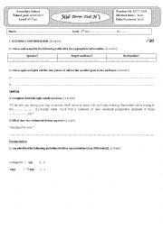 English Worksheet: midterm test 01 4th form 2006