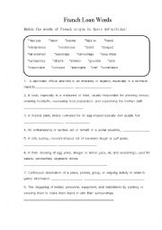 English Worksheet: French loan words