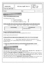 English Worksheet: Ordinary Test 1   4th Form 
