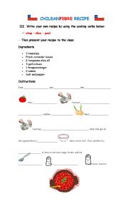 English Worksheet: Chilean Pebre Recipe