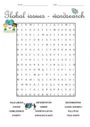 English Worksheet: Global issues wordsearch